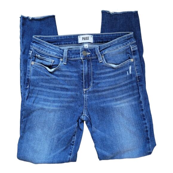 Paige Verdugo Ankle Jeans Queenie Destructed Mid Rise Torn Knee Women 28 - Picture 3 of 13